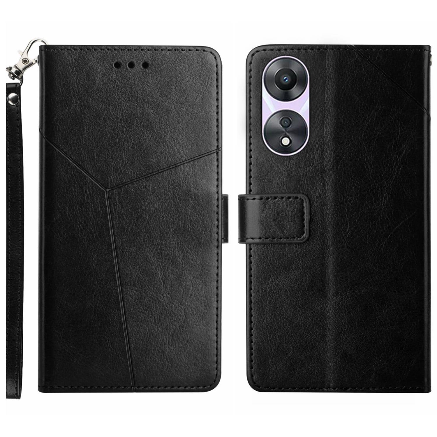 HT01 For Oppo Reno8 T 4G Wallet Phone Cover Imprinted Y-shaped Line PU Leather Stand Phone Case Shell with Strap HT01 For Oppo Reno8 T 4G Wallet Phone Cover Imprinted Y-shaped Line PU Leather Stand Phone Case Shell with Strap